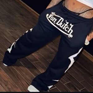 Von Dutch Black and White Sweatpants
